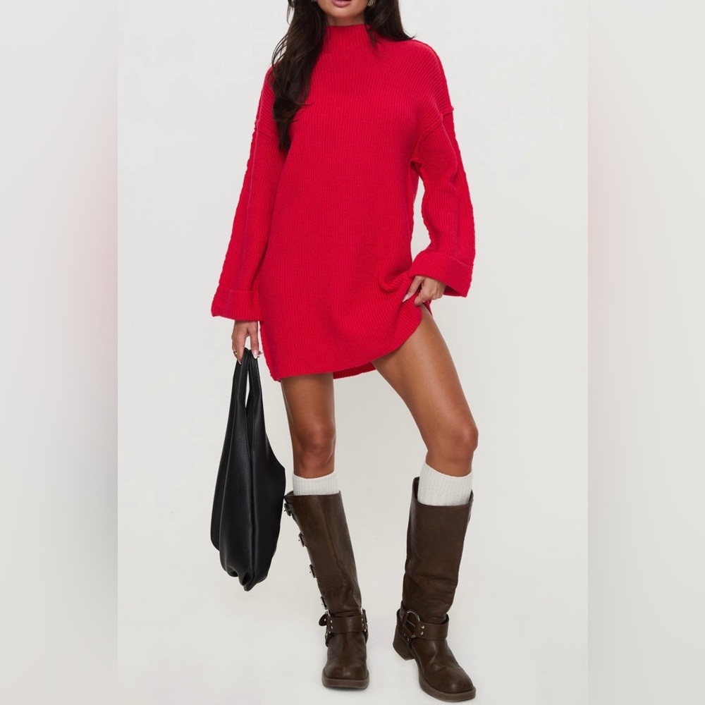 Princess Polly Vibrant Red Knit Sweater Dress